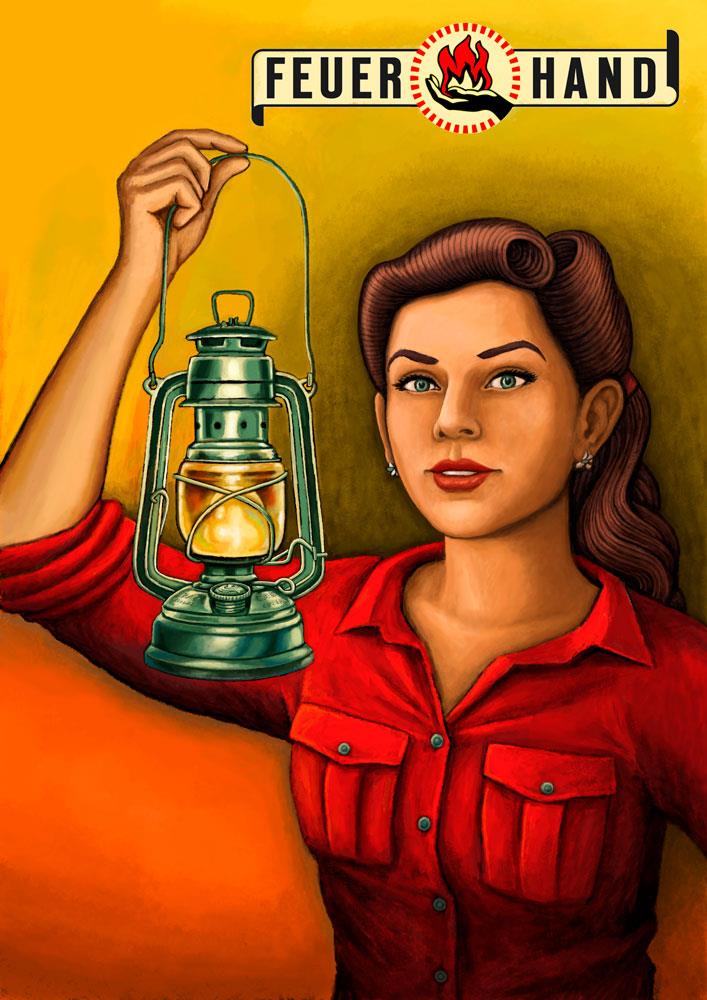 Plaque en tôle avec Feuerhand